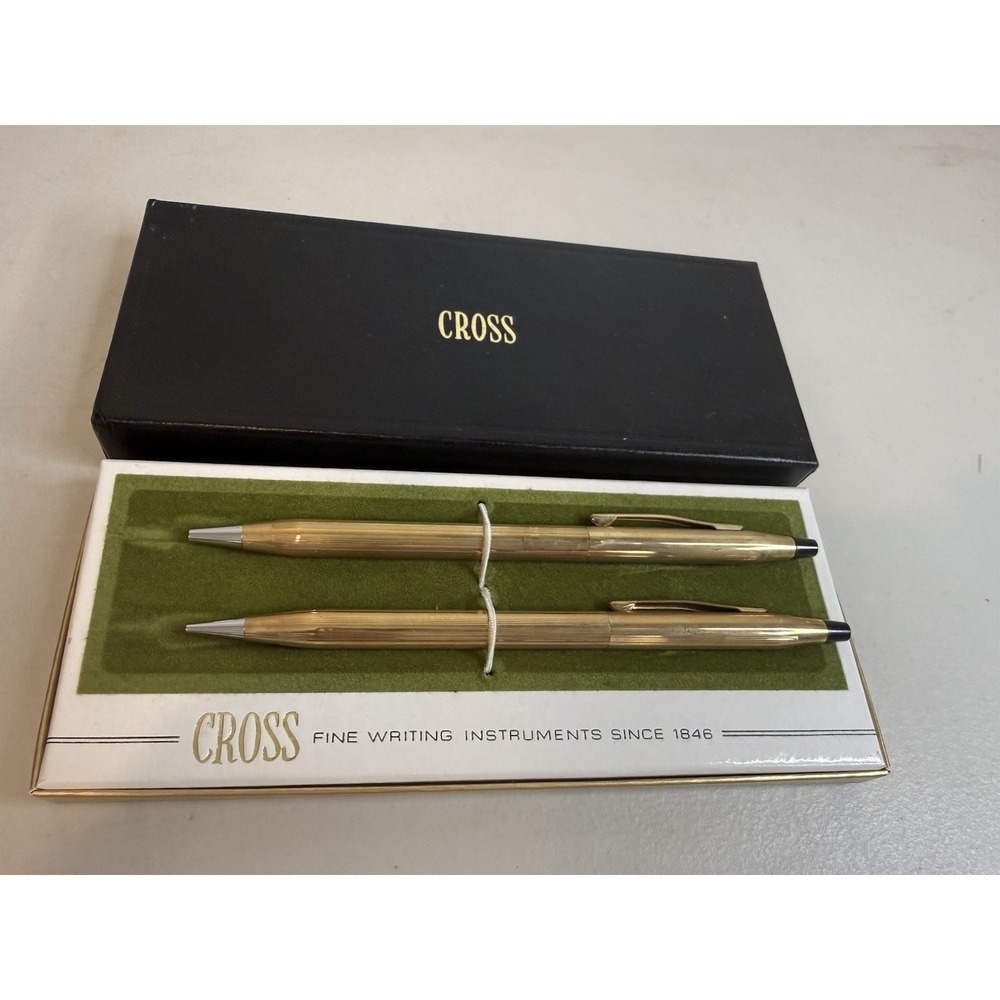 Vintage Cross Classic Century 12K Gold Filled Pen Pencil Set Boxed Paperwork USA